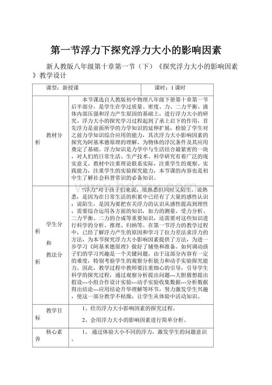 第一节浮力下探究浮力大小的影响因素.docx