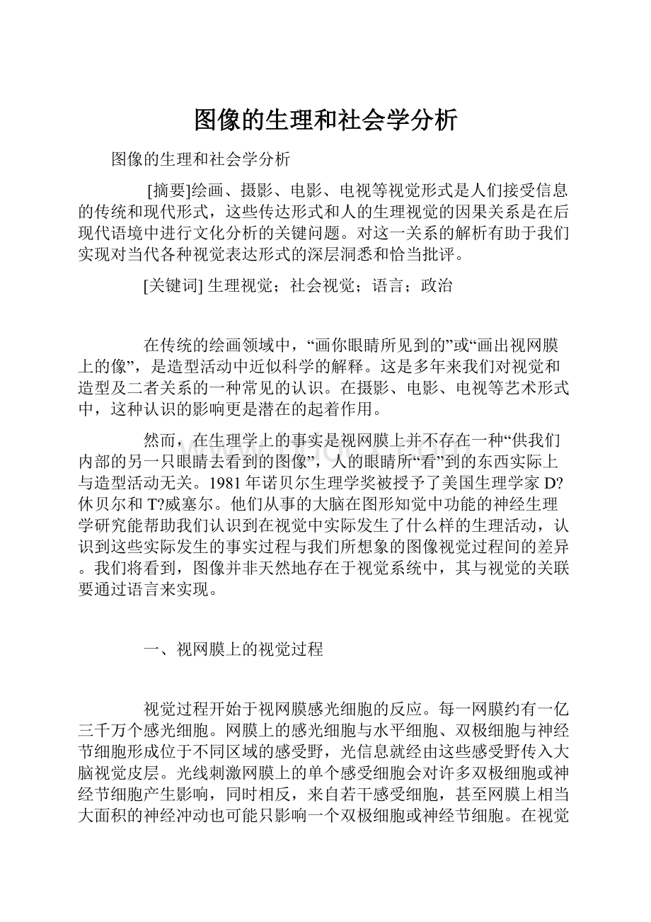 图像的生理和社会学分析.docx