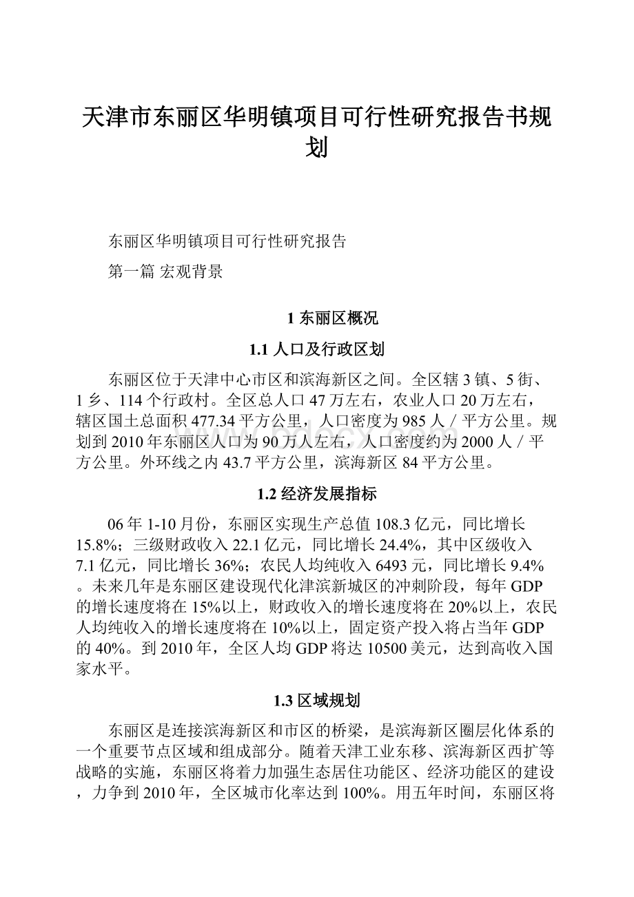 天津市东丽区华明镇项目可行性研究报告书规划.docx