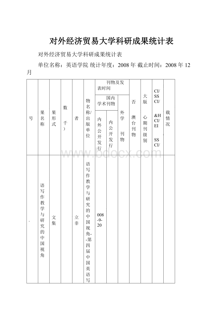 对外经济贸易大学科研成果统计表.docx