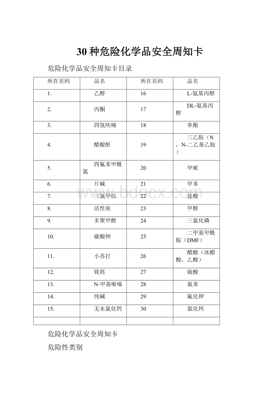 30种危险化学品安全周知卡.docx_第1页