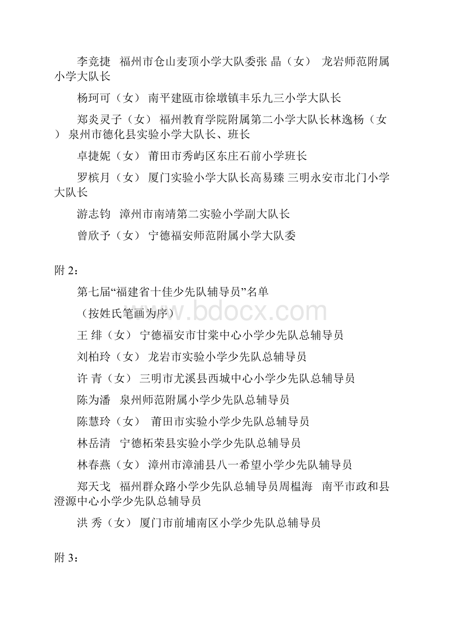 福建省第三届优秀少先队员表彰文件.docx_第3页