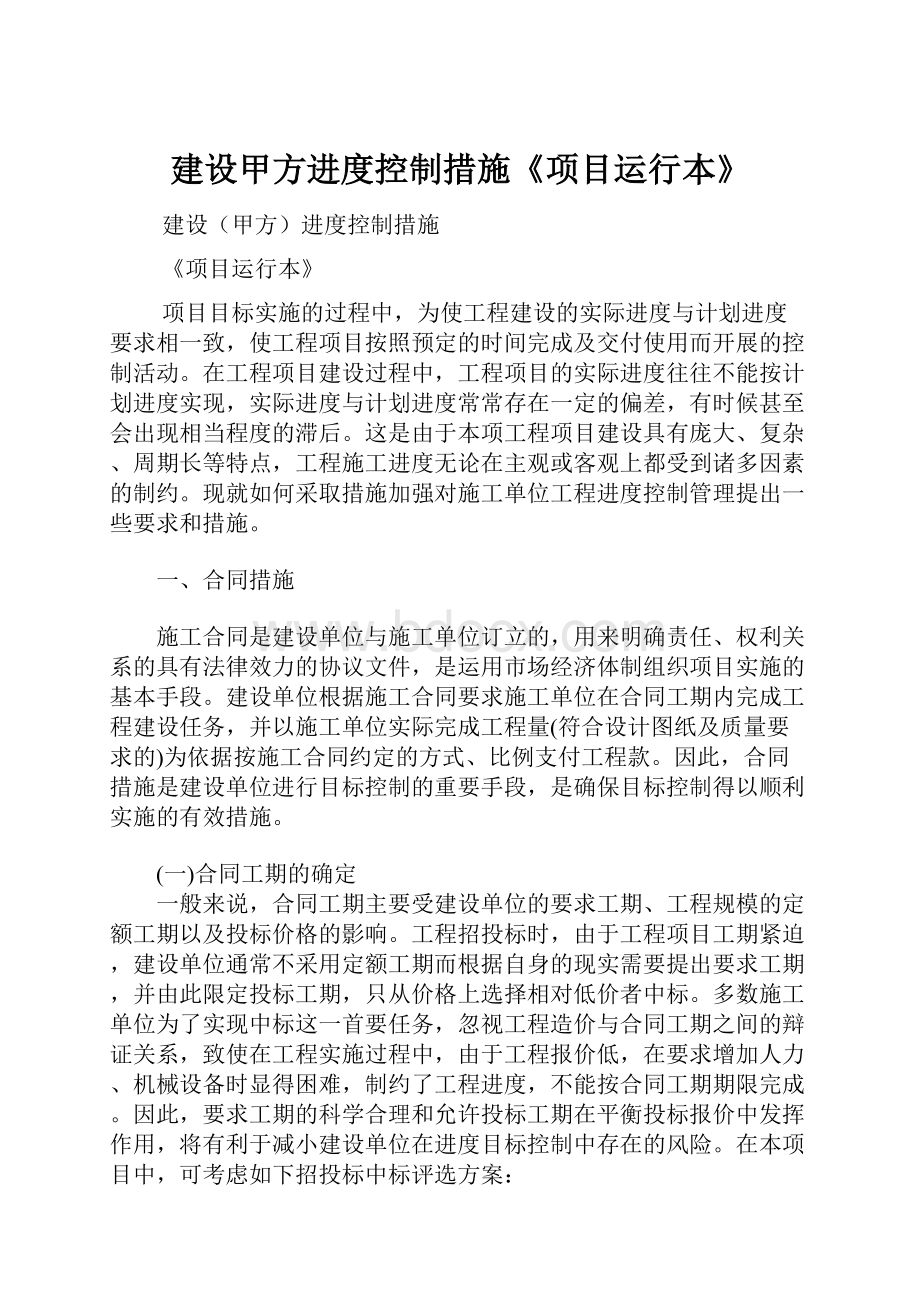 建设甲方进度控制措施《项目运行本》.docx