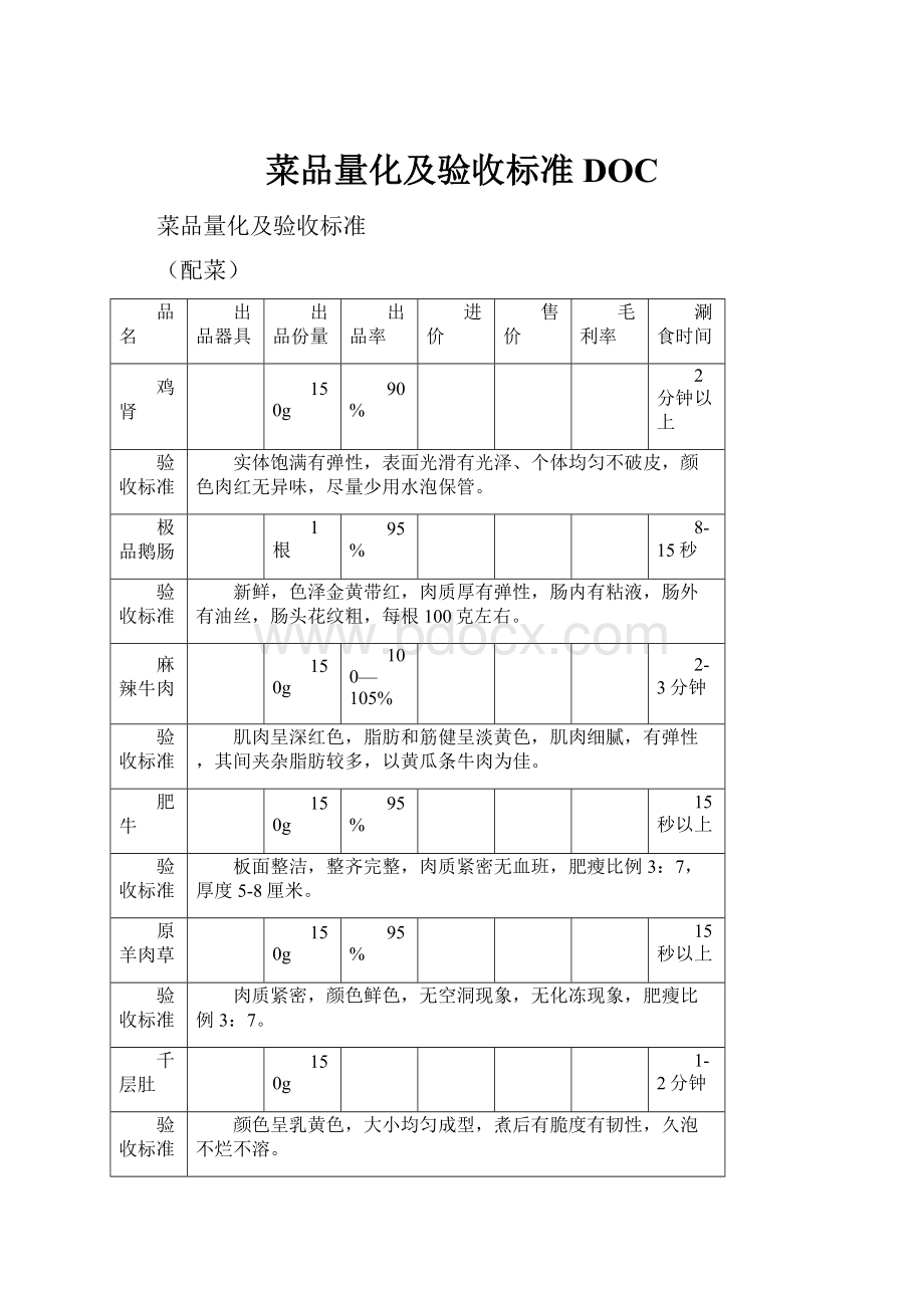 菜品量化及验收标准DOC.docx