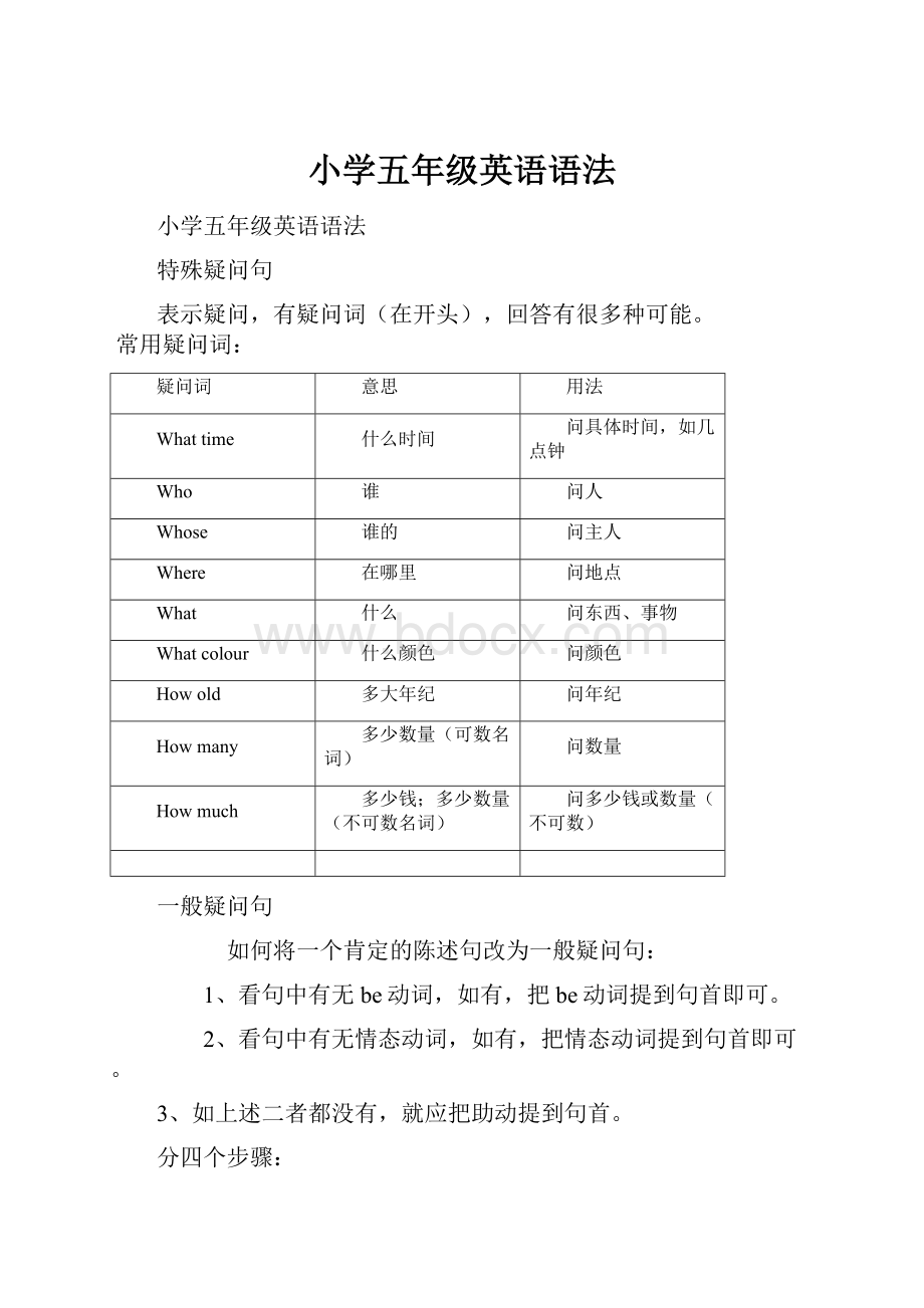 小学五年级英语语法.docx_第1页