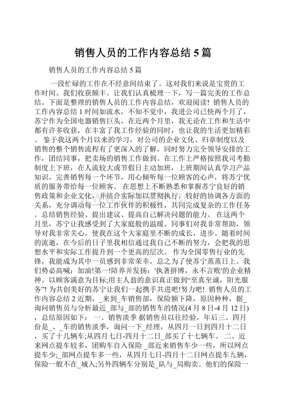 销售人员的工作内容总结5篇.docx