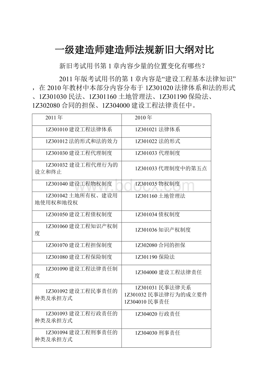 一级建造师建造师法规新旧大纲对比.docx_第1页