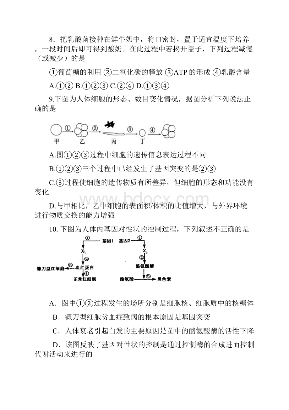 山东省济南一中届高三上学期期末检测 生物试题.docx_第3页