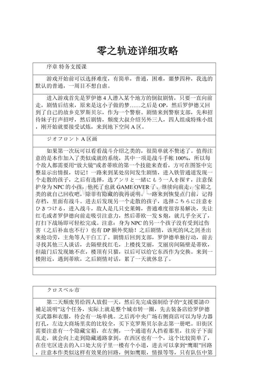 零之轨迹详细攻略.docx