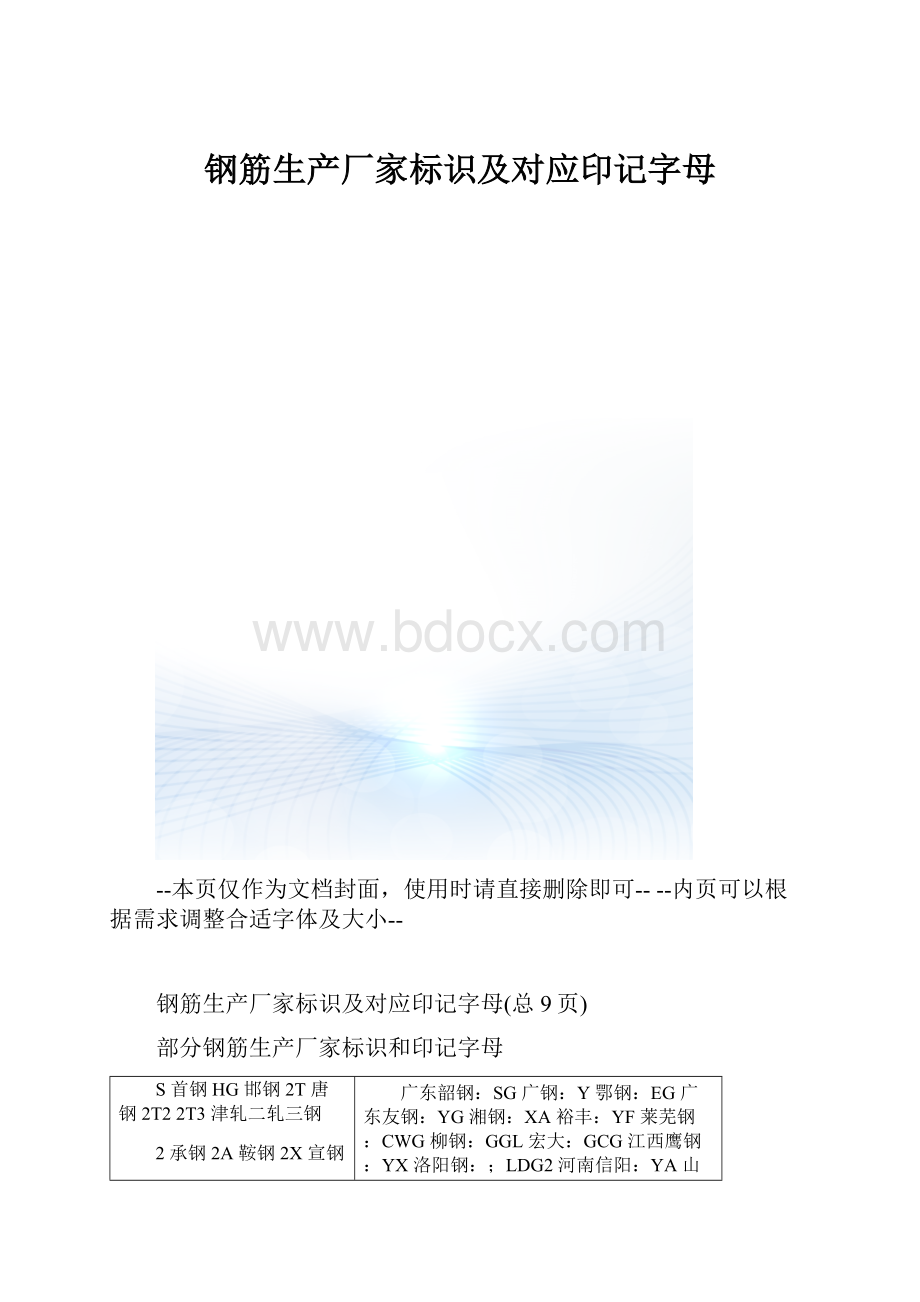 钢筋生产厂家标识及对应印记字母.docx_第1页