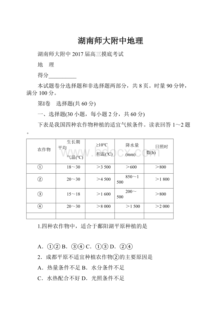 湖南师大附中地理.docx