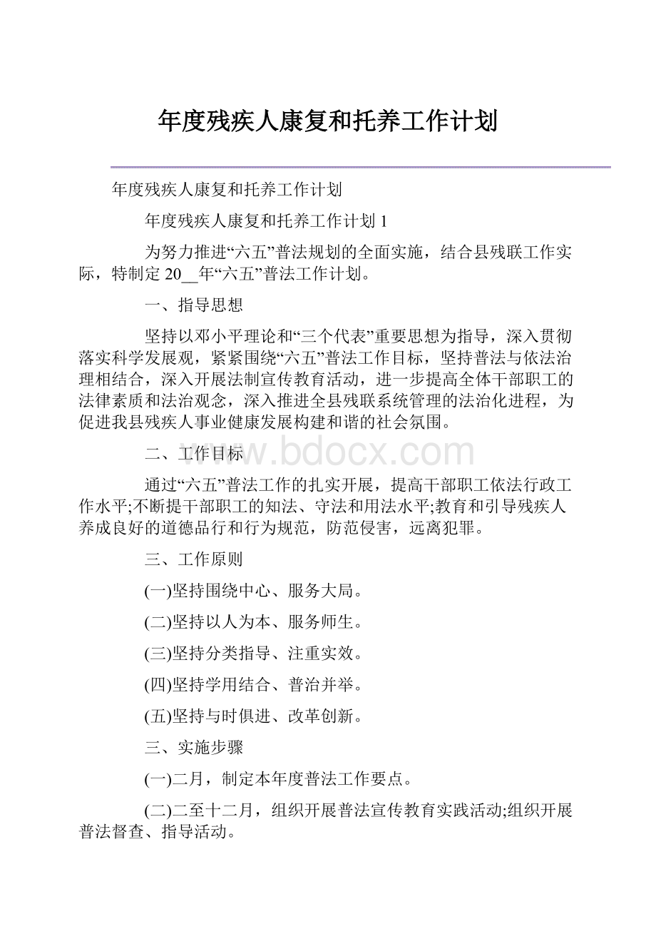 年度残疾人康复和托养工作计划.docx