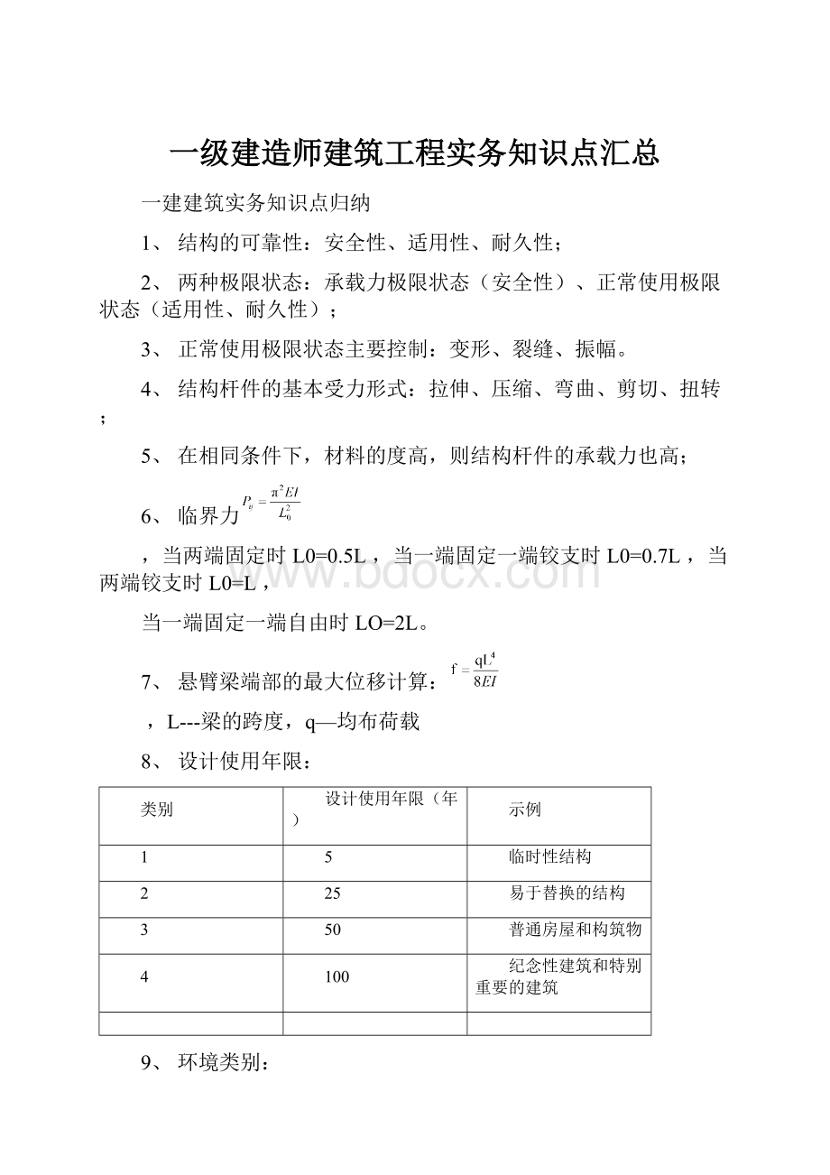 一级建造师建筑工程实务知识点汇总.docx_第1页