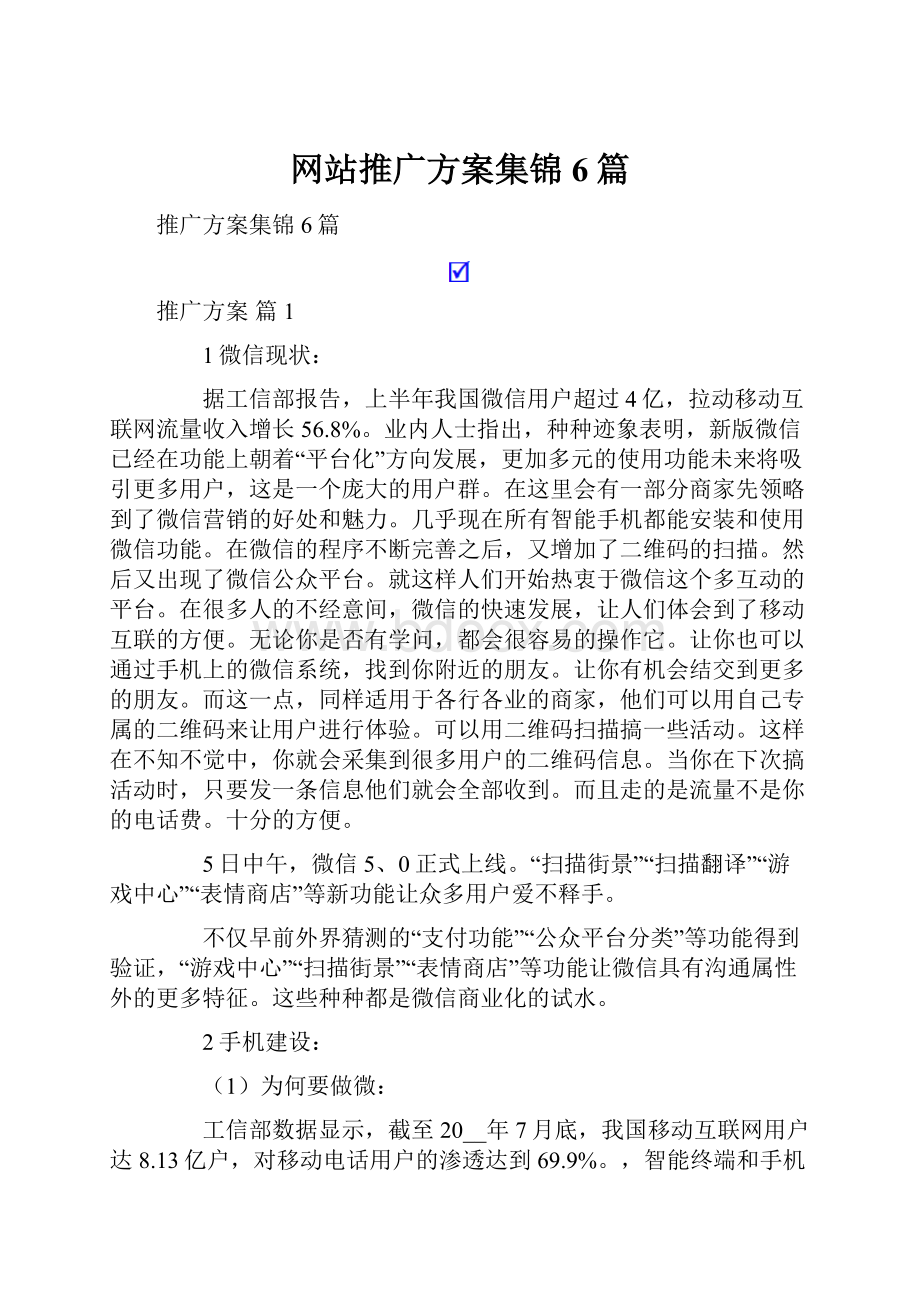 网站推广方案集锦6篇.docx