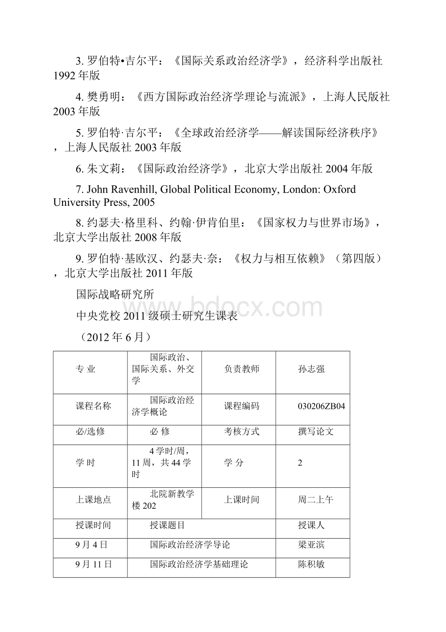 中央党校级国际政治国际关系外交学专业硕士研究生《国际政治经济学概论》教学计划.docx_第2页