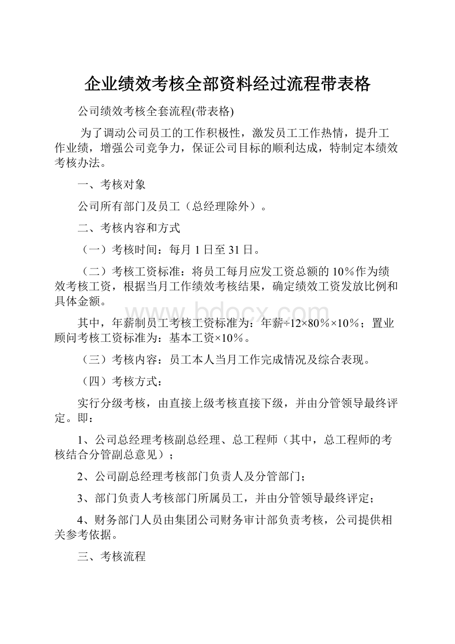 企业绩效考核全部资料经过流程带表格.docx_第1页