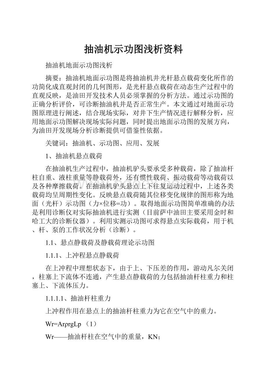 抽油机示功图浅析资料.docx