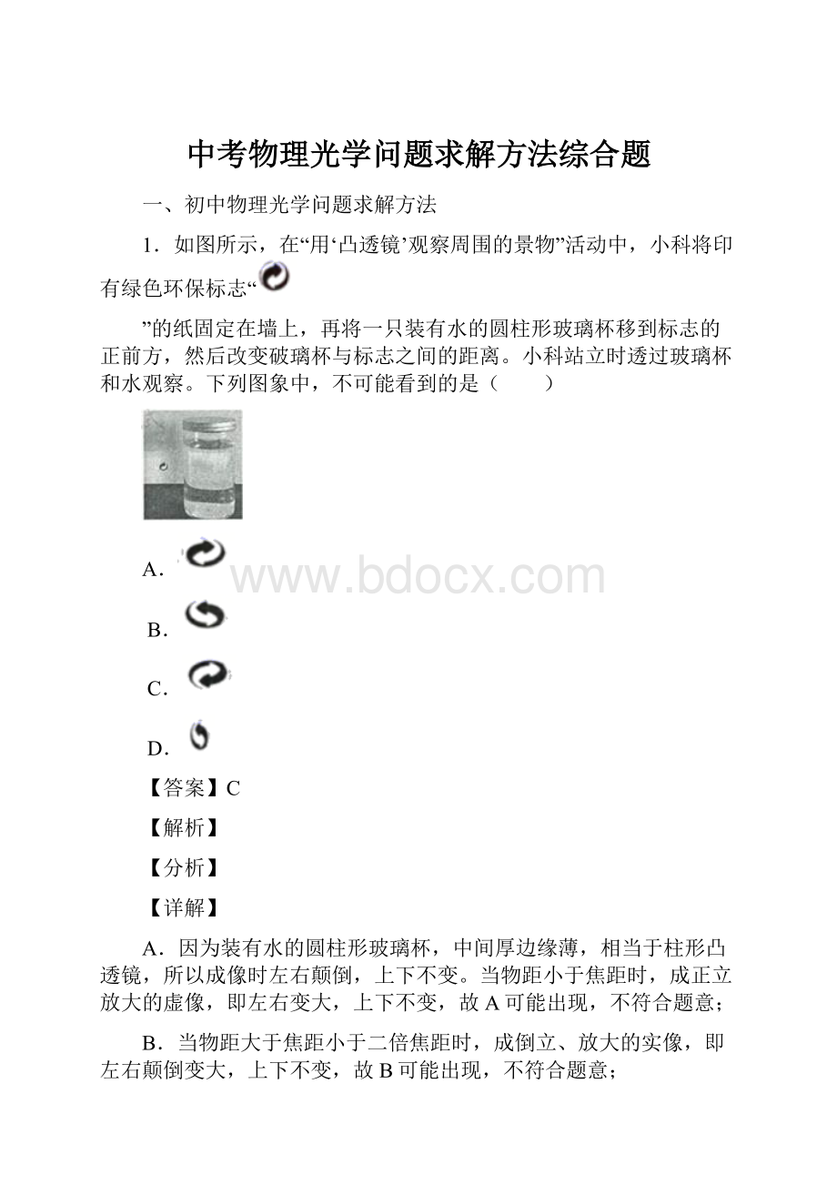 中考物理光学问题求解方法综合题.docx