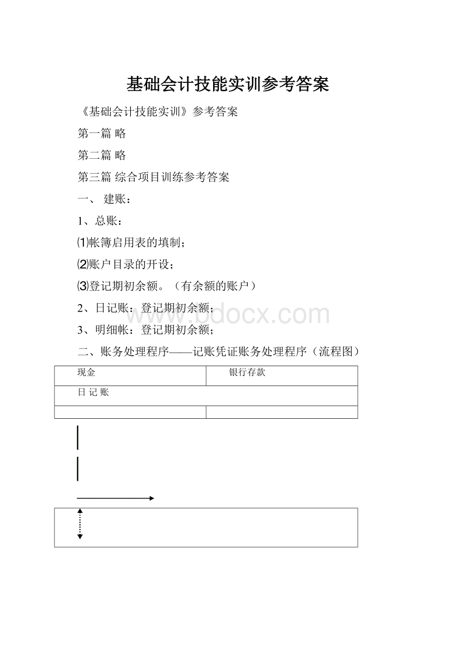 基础会计技能实训参考答案.docx