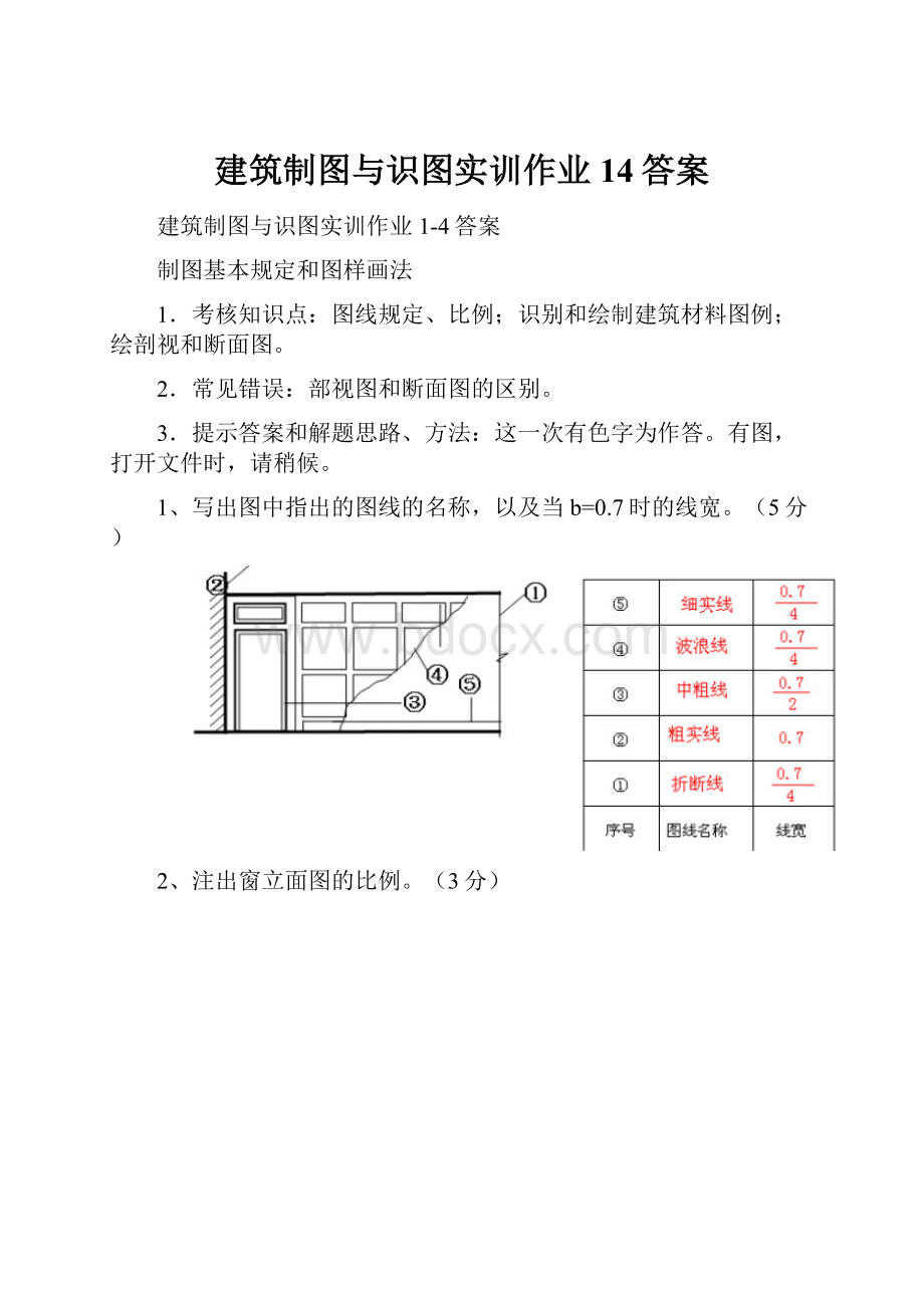 建筑制图与识图实训作业14答案.docx