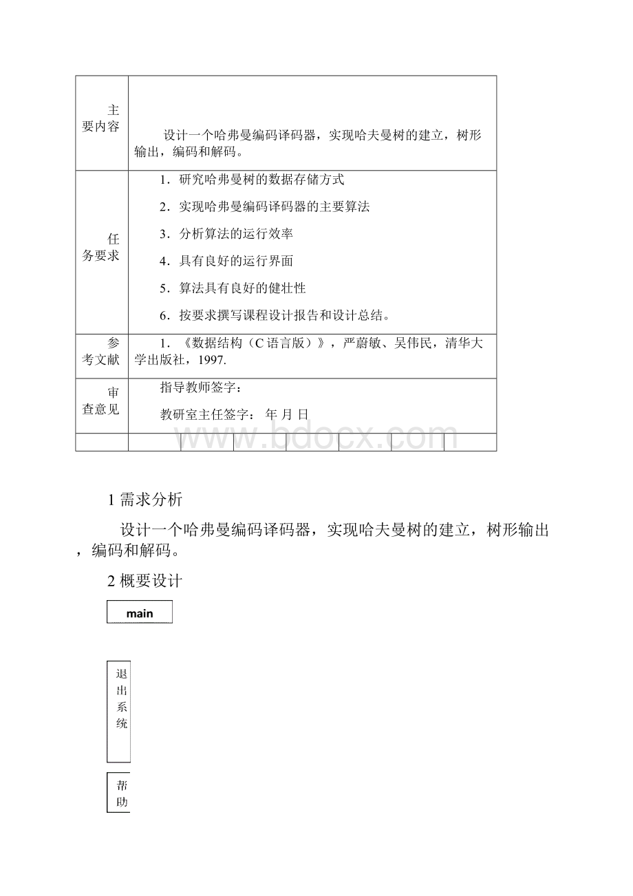 数据结构课程设计报告哈夫曼编码译码器.docx_第2页