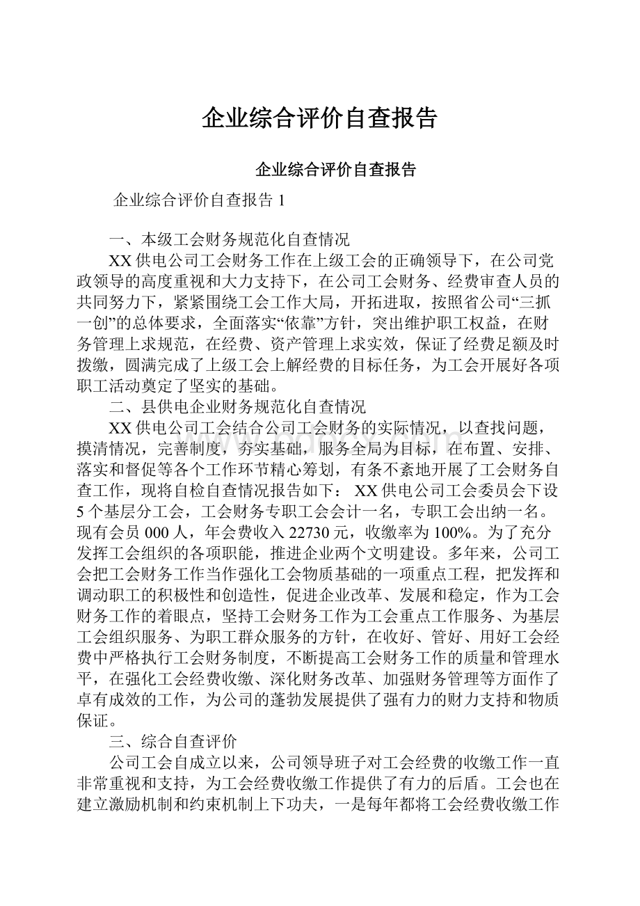 企业综合评价自查报告.docx_第1页