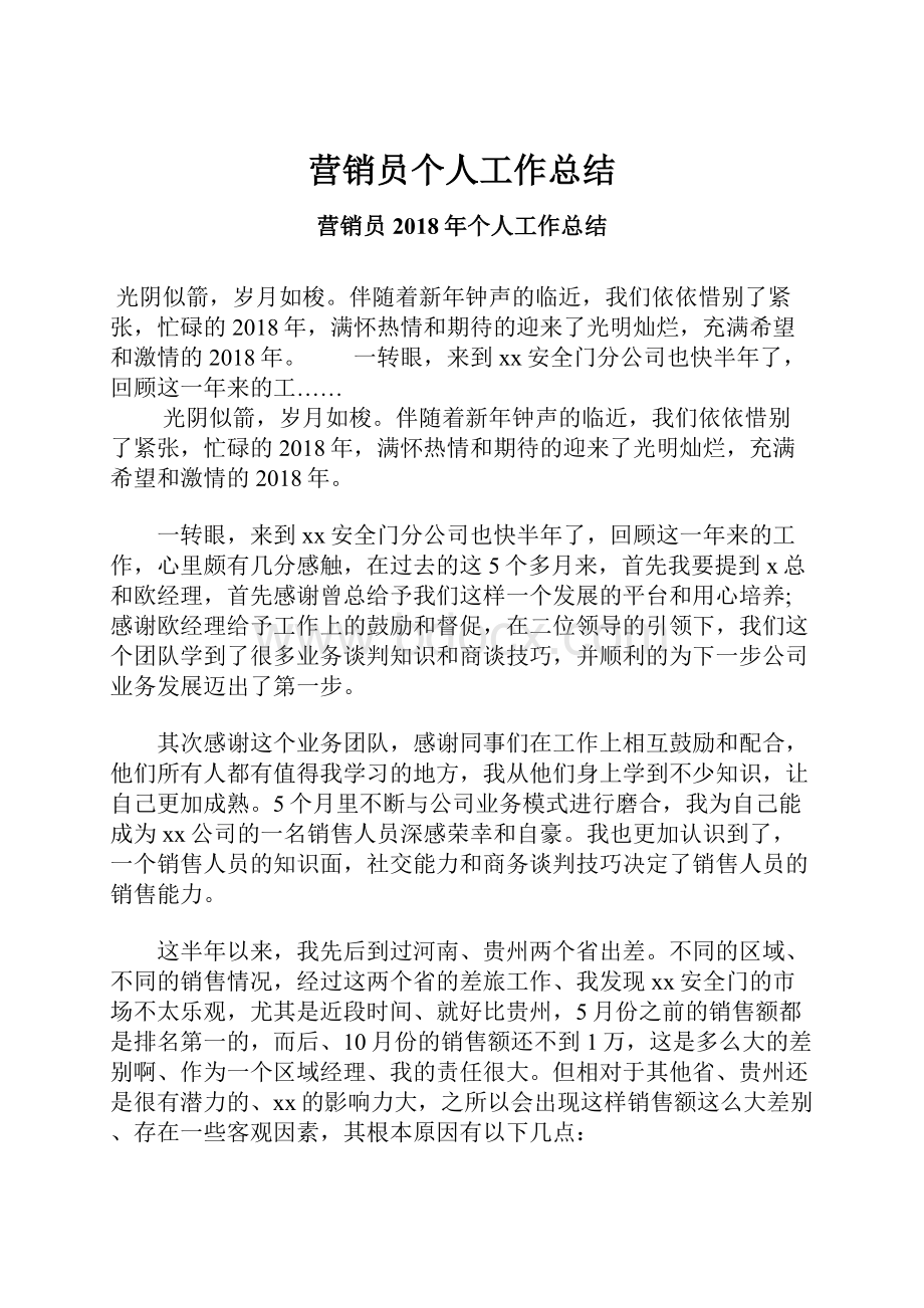 营销员个人工作总结.docx