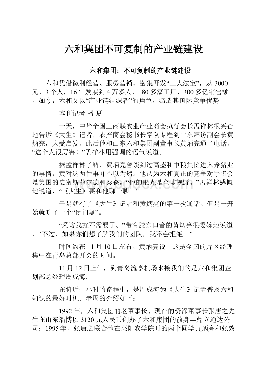 六和集团不可复制的产业链建设.docx