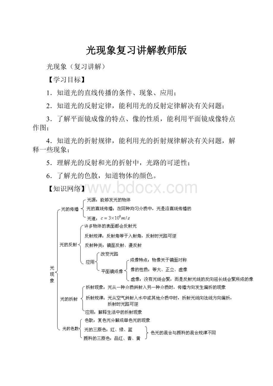 光现象复习讲解教师版.docx_第1页