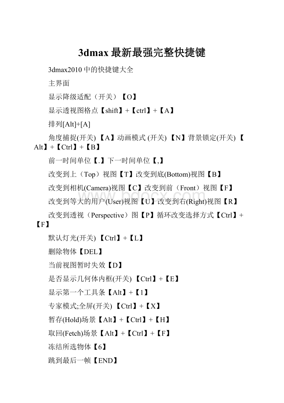 3dmax最新最强完整快捷键.docx