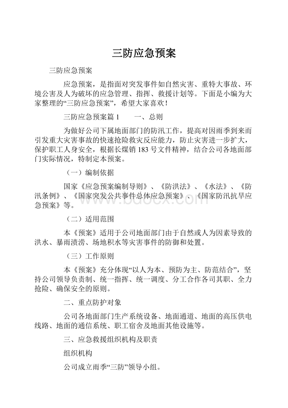 三防应急预案.docx