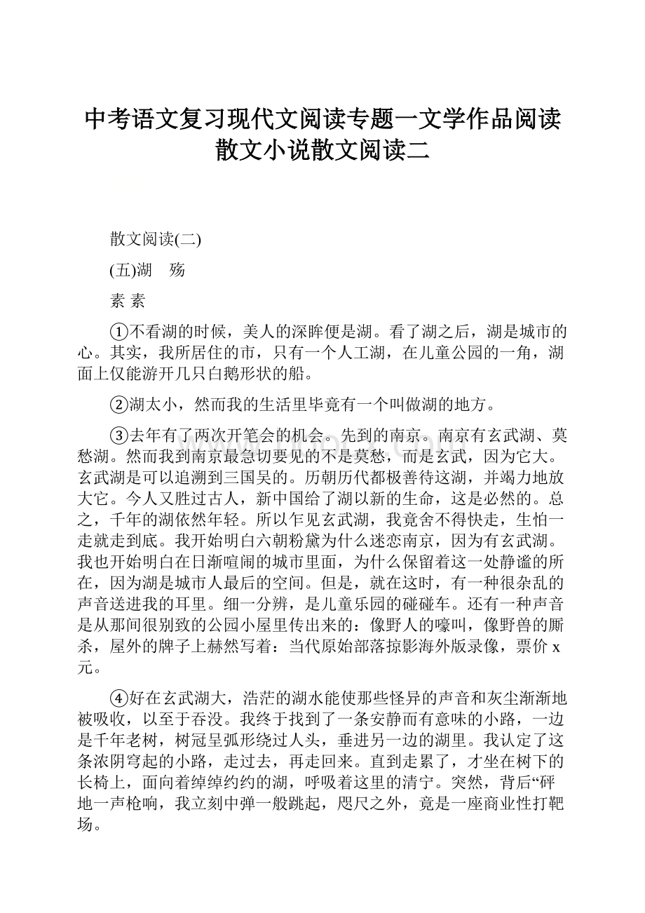 中考语文复习现代文阅读专题一文学作品阅读散文小说散文阅读二.docx