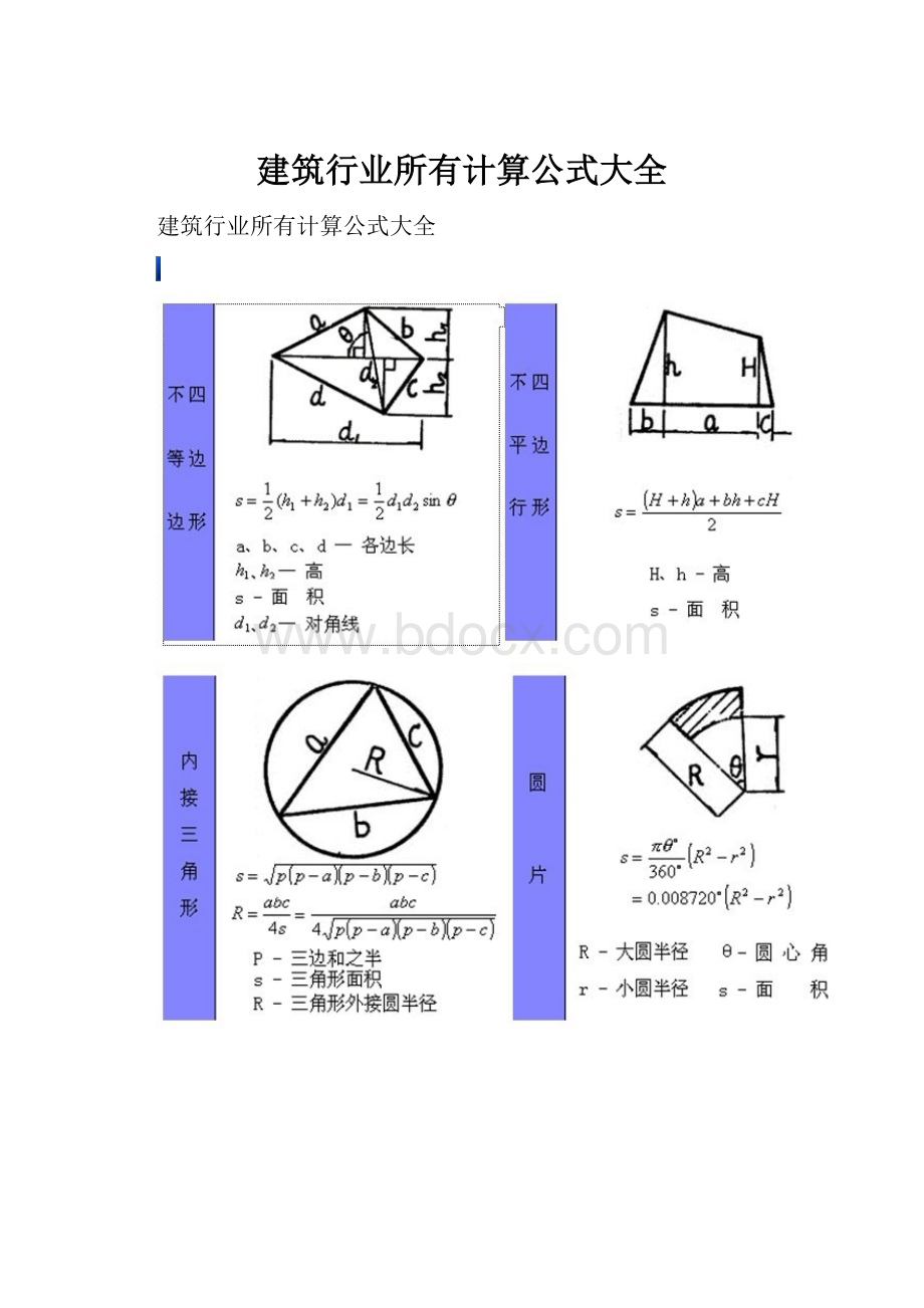 建筑行业所有计算公式大全.docx