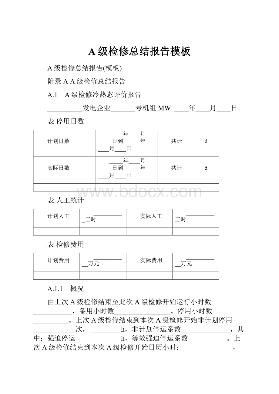 A级检修总结报告模板.docx