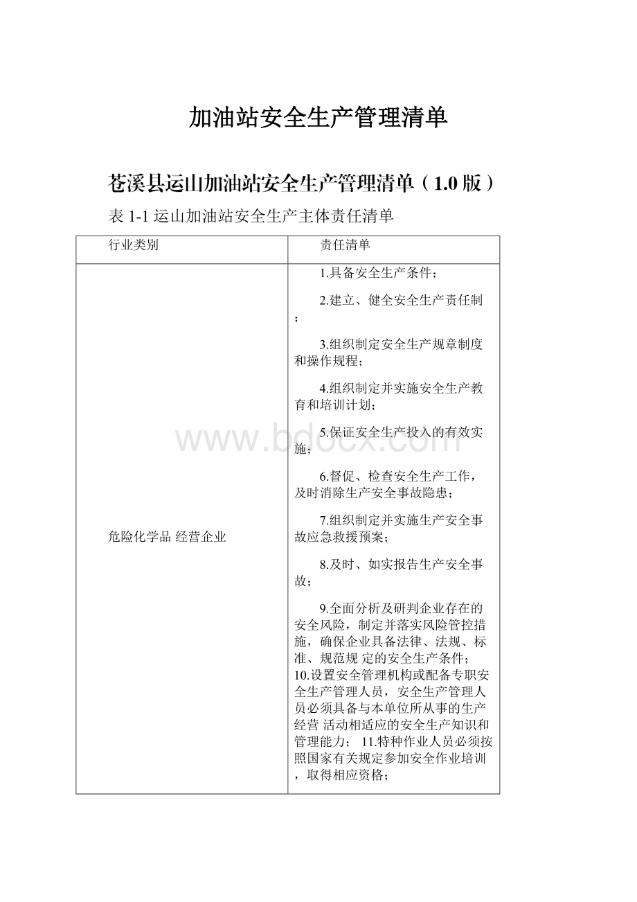 加油站安全生产管理清单.docx