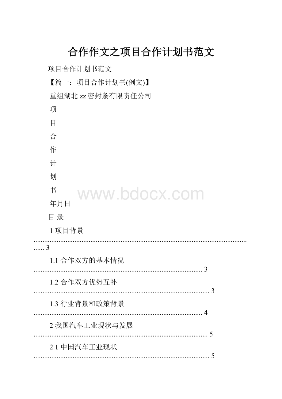 合作作文之项目合作计划书范文.docx_第1页