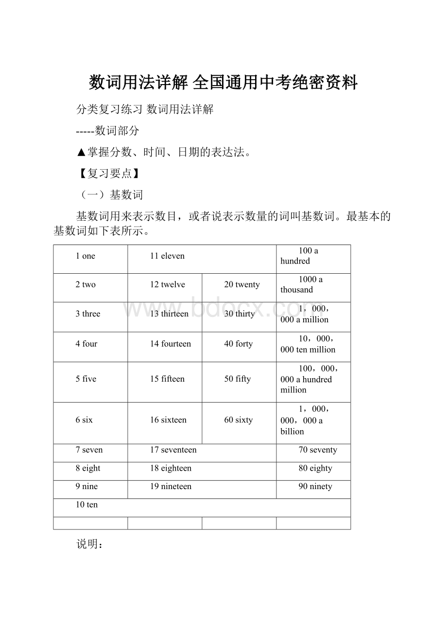 数词用法详解全国通用中考绝密资料.docx_第1页