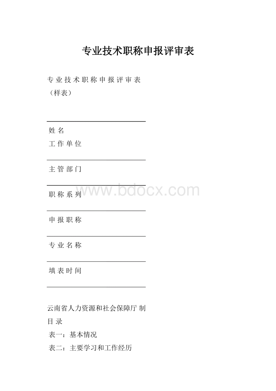 专业技术职称申报评审表.docx