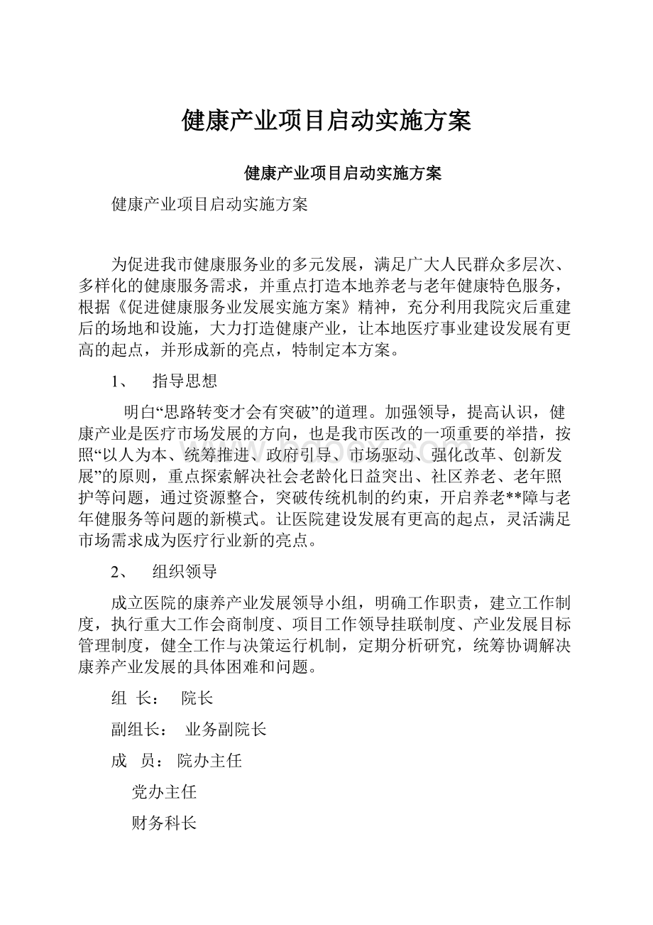 健康产业项目启动实施方案.docx