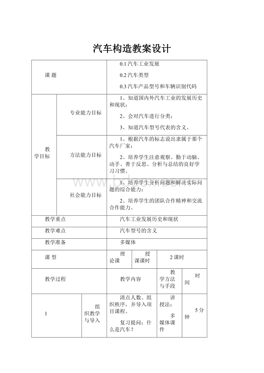 汽车构造教案设计.docx