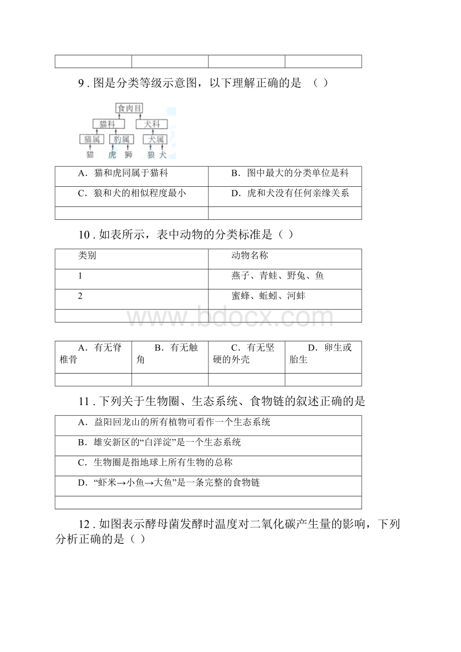 人教版新课程标准八年级上学期期末诊断生物试题.docx_第3页