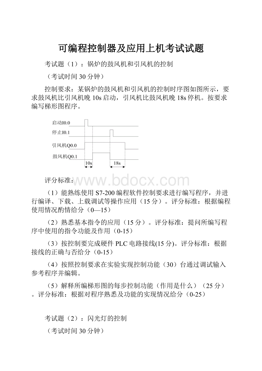 可编程控制器及应用上机考试试题.docx