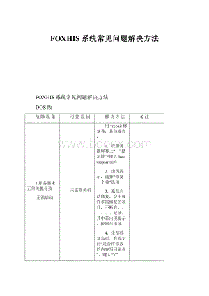 FOXHIS系统常见问题解决方法.docx