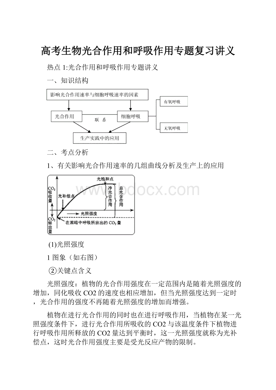 高考生物光合作用和呼吸作用专题复习讲义.docx