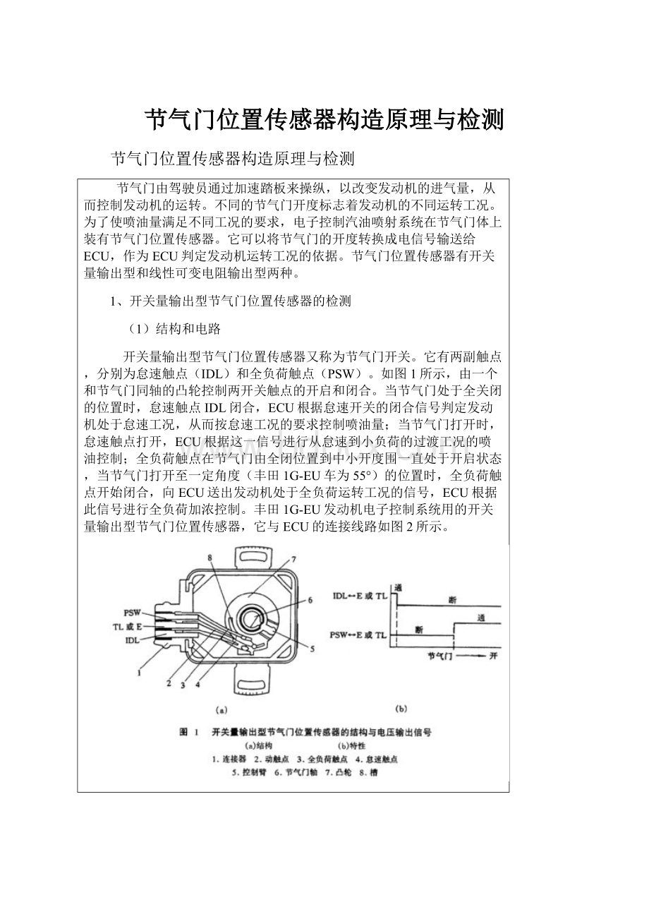 节气门位置传感器构造原理与检测.docx_第1页