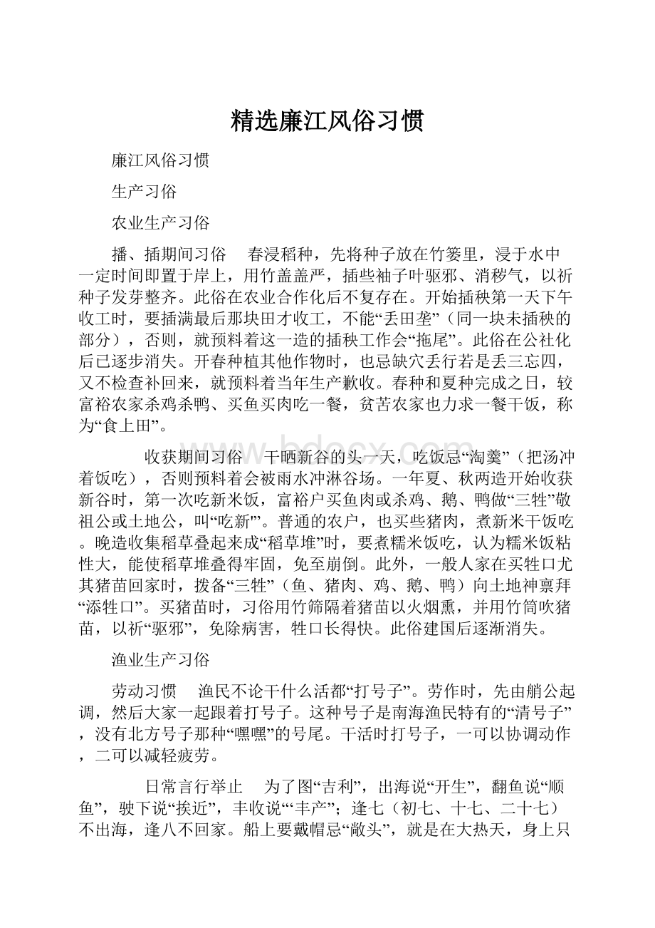 精选廉江风俗习惯.docx_第1页