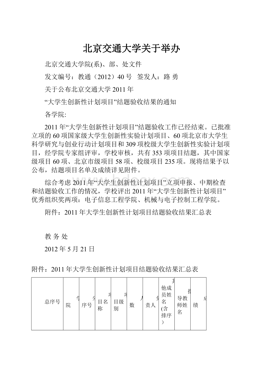 北京交通大学关于举办.docx