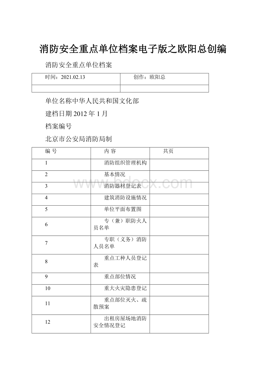 消防安全重点单位档案电子版之欧阳总创编.docx