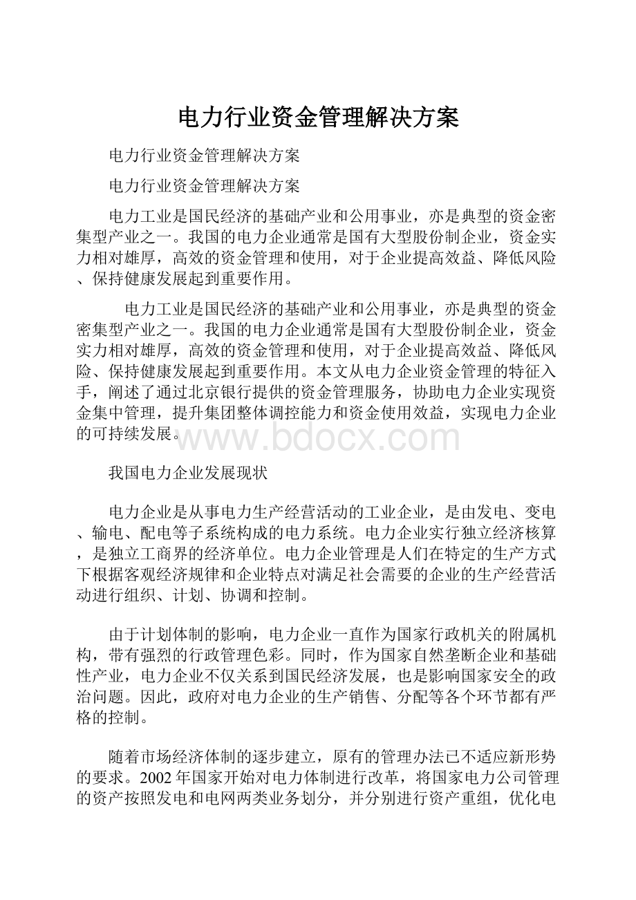 电力行业资金管理解决方案.docx