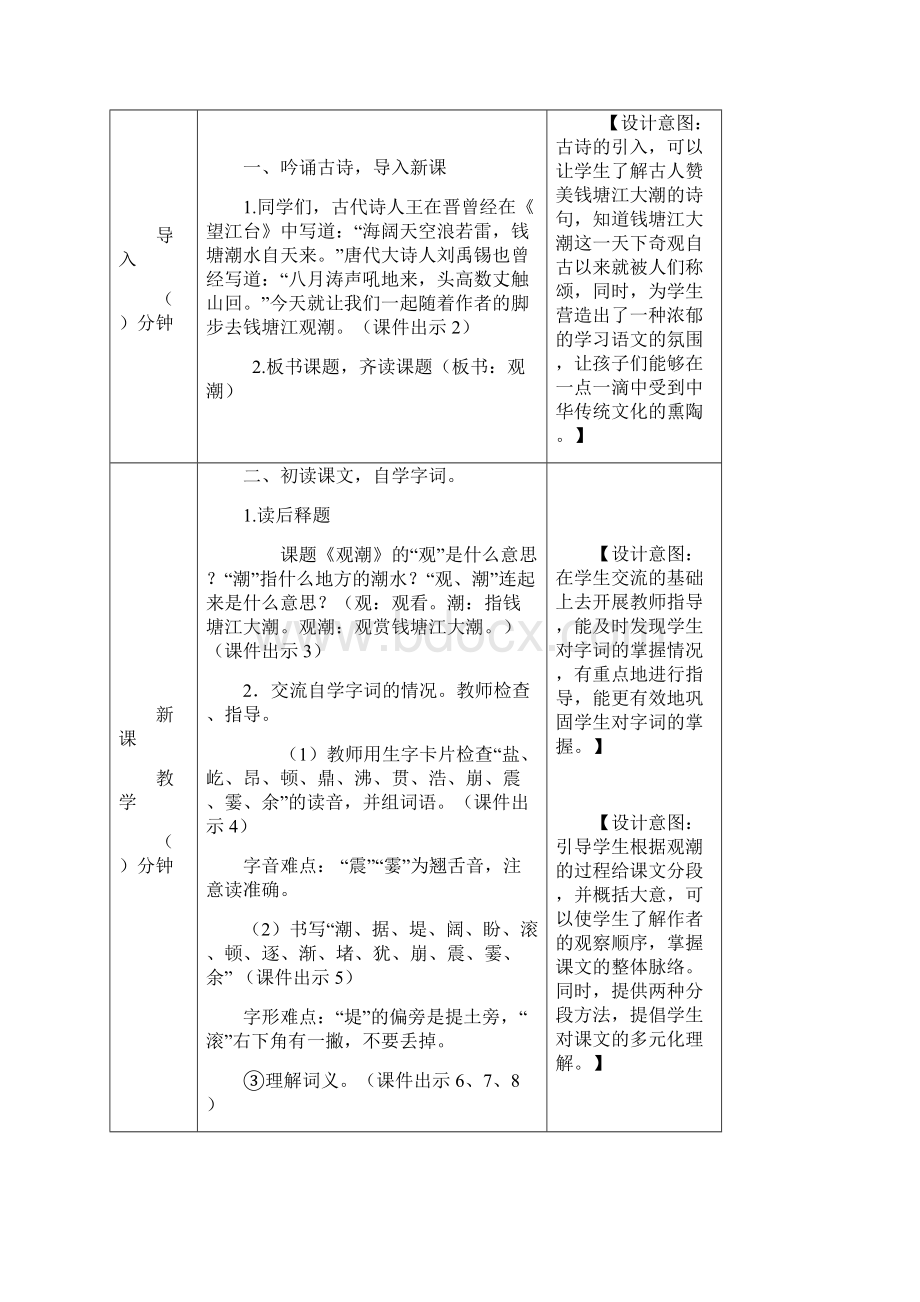 秋部编版小学语文四年级上册 1 观潮 教案.docx_第2页